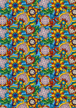 Load image into Gallery viewer, 12&quot; x 17&quot; BRAND NEW HTV Mexican Flowers Blue Mexico Pattern Heat Transfer Vinyl Sheet