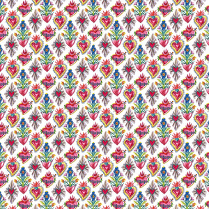 Mexican Hearts White Decal 12" x 12" Vinyl Mexico Fiesta Pattern Sheet Waterproof Adhesive - Gloss Finish