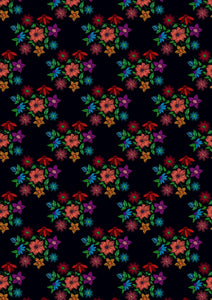 12" x 17" Mexico Black Flowers 5 de Mayo Pattern HTV - Heat Transfer Vinyl Sheet