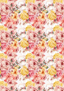 12" x 17" Flowers Floral Roses HTV - Pink Yellow Peach Mom Mother's Day Pattern HTV Sheet