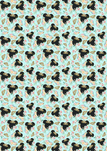 12" x 17" Mouse Crown Blue Princess Mouse Ears Magical HTV Pattern HTV Sheet Black Printed Sheet - Heat Transfer Vinyl