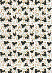 12" x 17" Mouse Crown White Princess Mouse Ears Magical HTV Pattern HTV Sheet Black Printed Sheet - Heat Transfer Vinyl
