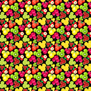 Mouse Fruit on Black Pattern Decal 12" x 12" Sheet Waterproof Watermelon Oranges Kiwi Lemons- Gloss Finish