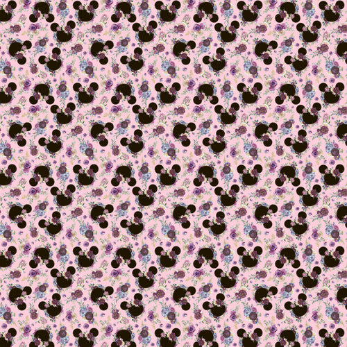 Mouse Floral Purple on Pink Flowers Ears Magical Pattern Decal 12