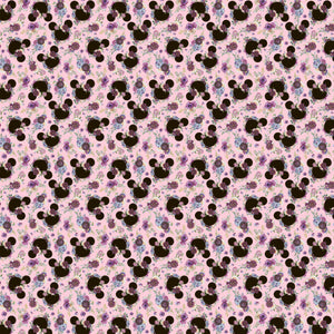 Mouse Floral Purple on Pink Flowers Ears Magical Pattern Decal 12" x 12" Sheet Waterproof - Gloss Finish