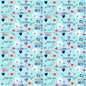 Nurses Doctors Hero Healthcare Pattern Decal Teal 12" x 12" Sheet Waterproof - Gloss Finish