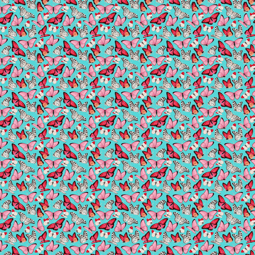 Pink and White Butterflies on Aqua Pattern Decal 12
