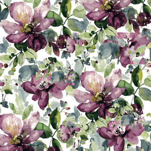 Purple Roses Flowers White Pattern Decal 12" x 12" Sheet Waterproof - Gloss Finish