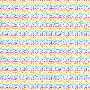 12" x 12" Rainbow Doodle Hearts on White Decal  Pattern Sheet Waterproof - Gloss Finish
