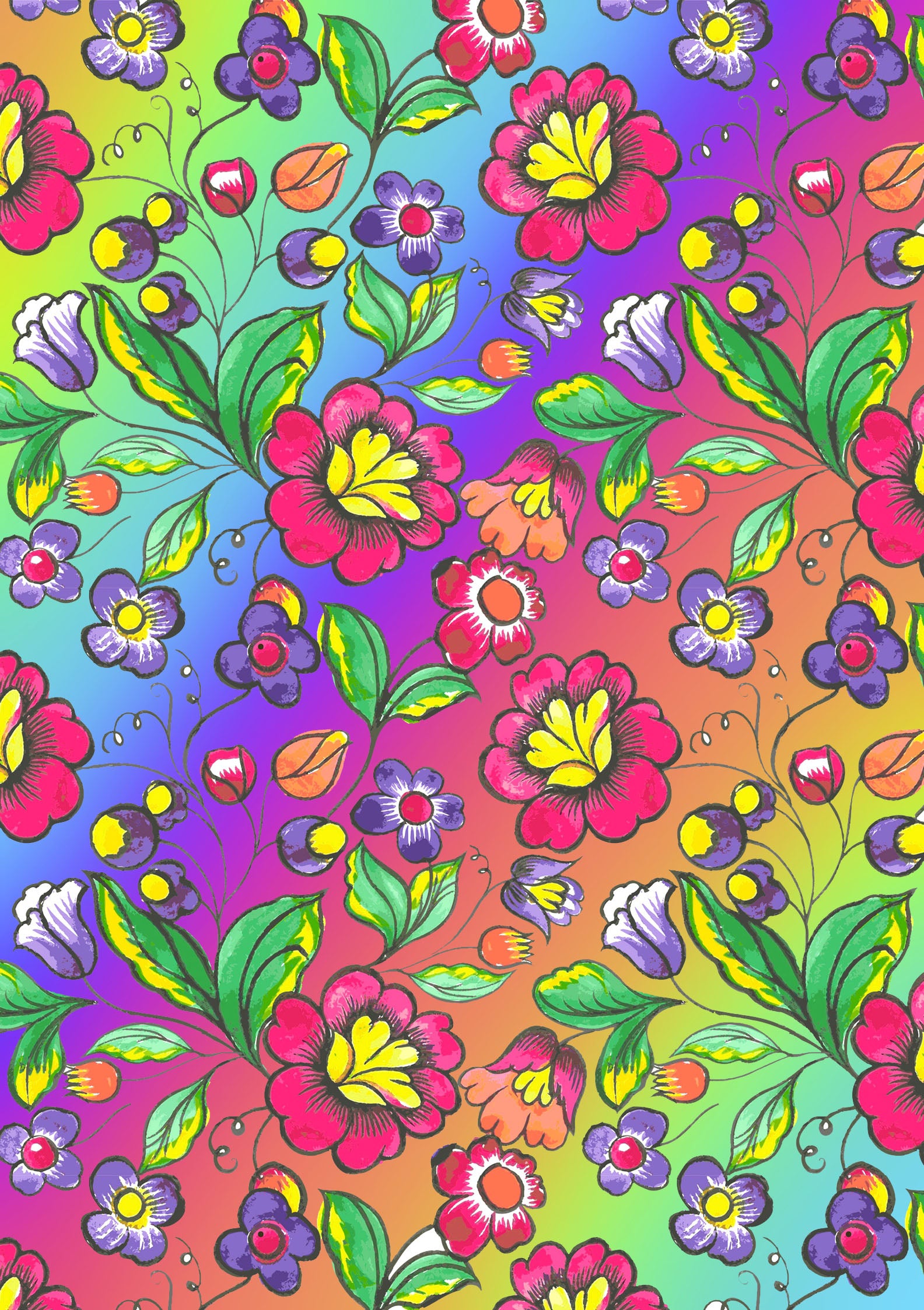 12 x 17 BRAND NEW! Rainbow Floral HTV Flowers Mexico Mother's Day - Print  Background Pattern HTV Sheet