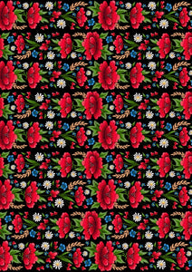 12" x 17" Red Flowers Pattern HTV 5 de Mayo Mexico - Heat Transfer Vinyl Sheet