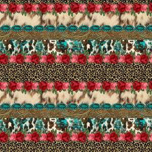 Roses Turquoise Cheetah Pattern Decal 12" x 12" Mexico Serape Sheet Waterproof - Gloss Finish