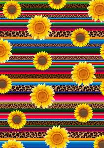 12" x 17" Serape Zarape Animal Print Sunflower Mexico Colorful Background Pattern HTV Sheet