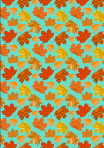 12" x 17" Fall Leaves with Teal Pattern HTV - Heat Transfer Vinyl Sheet