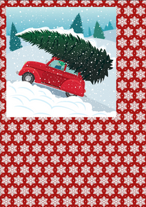 12" x 17" Christmas Buggie with Red Snowflake Duo Pattern HTV Sheet