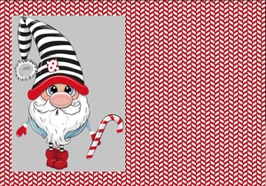 12" x 17" Christmas Gnome Black Hat Duo Pattern HTV Sheet