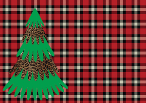 12" x 17"  Christmas Black with Christmas Tree Duo Pattern HTV Sheet