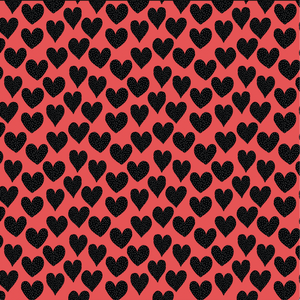 12" x 12"  Valentine's Black White Dots with Coral Hearts Pattern Sheet Waterproof - Gloss Finish