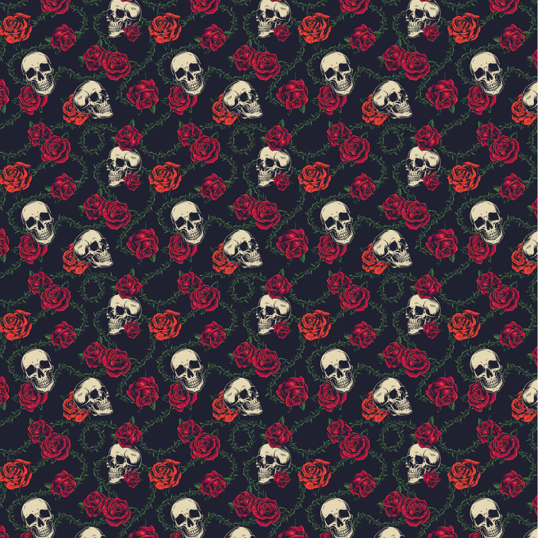 Skulls and Red Roses Decal Vinyl Halloween Dia de Muertos Pattern Decal 12