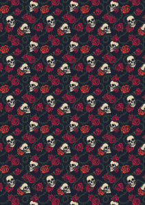 Skulls and Red Roses Halloween Dia de Muertos Floral Calavera Skull HTV 12" x 17" Sheet