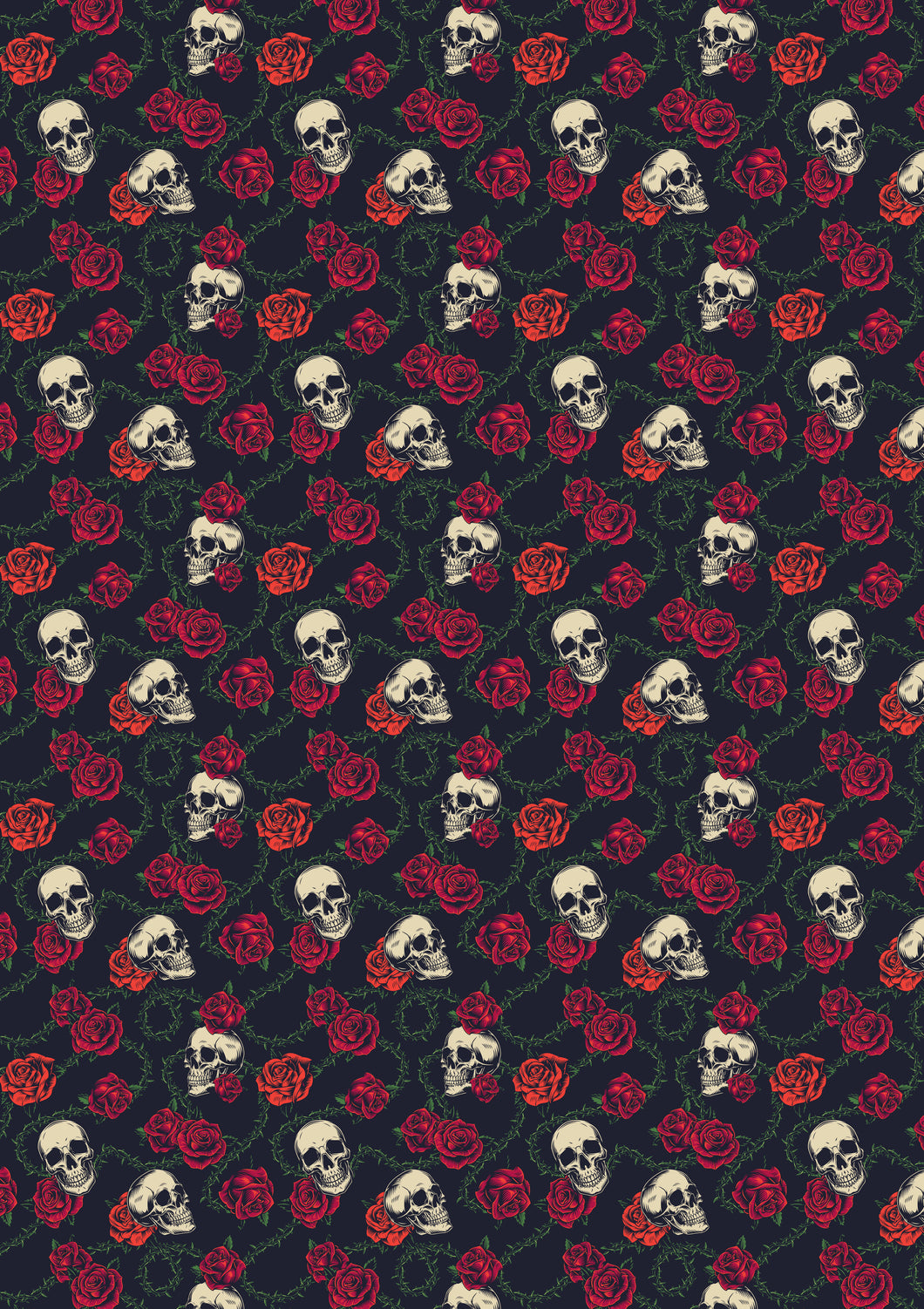 Skulls and Red Roses Halloween Dia de Muertos Floral Calavera Skull HTV 12