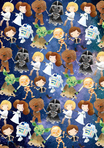 12" x 17"  Star Kids HTV Pattern HTV Sheet Galaxy Blue Printed Sheet - Heat Transfer Vinyl