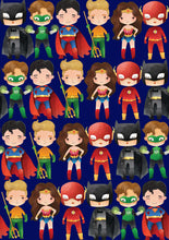 Load image into Gallery viewer, 12&quot; x 17&quot; SUPERHEROES HTV Pattern HTV Sheet Blue Printed Sheet - Heat Transfer Vinyl