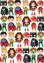 Load image into Gallery viewer, 12&quot; x 17&quot; SUPERHEROES HTV Pattern HTV Sheet White Printed Sheet - Heat Transfer Vinyl