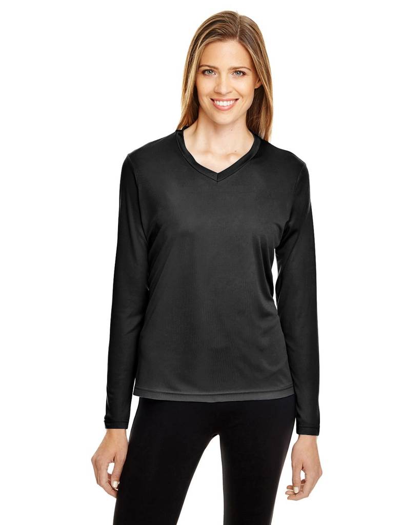 Long Sleeve Team 365 V-Neck  Zone Performance T-Shirt 100% Polyester Drifit