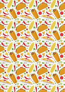 12" x 17" Tacos White Pattern HTV 5 de Mayo Mexico - Heat Transfer Vinyl Sheet