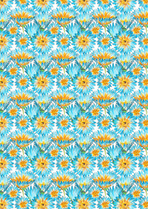 12" x 17" Teal Yellow Flowers HTV Floral Mother's Day Wedding Pattern HTV Sheet