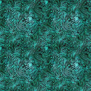 Tooled Leather Teal Turquoise Pattern Decal 12" x 12" Sheet Waterproof - Gloss Finish