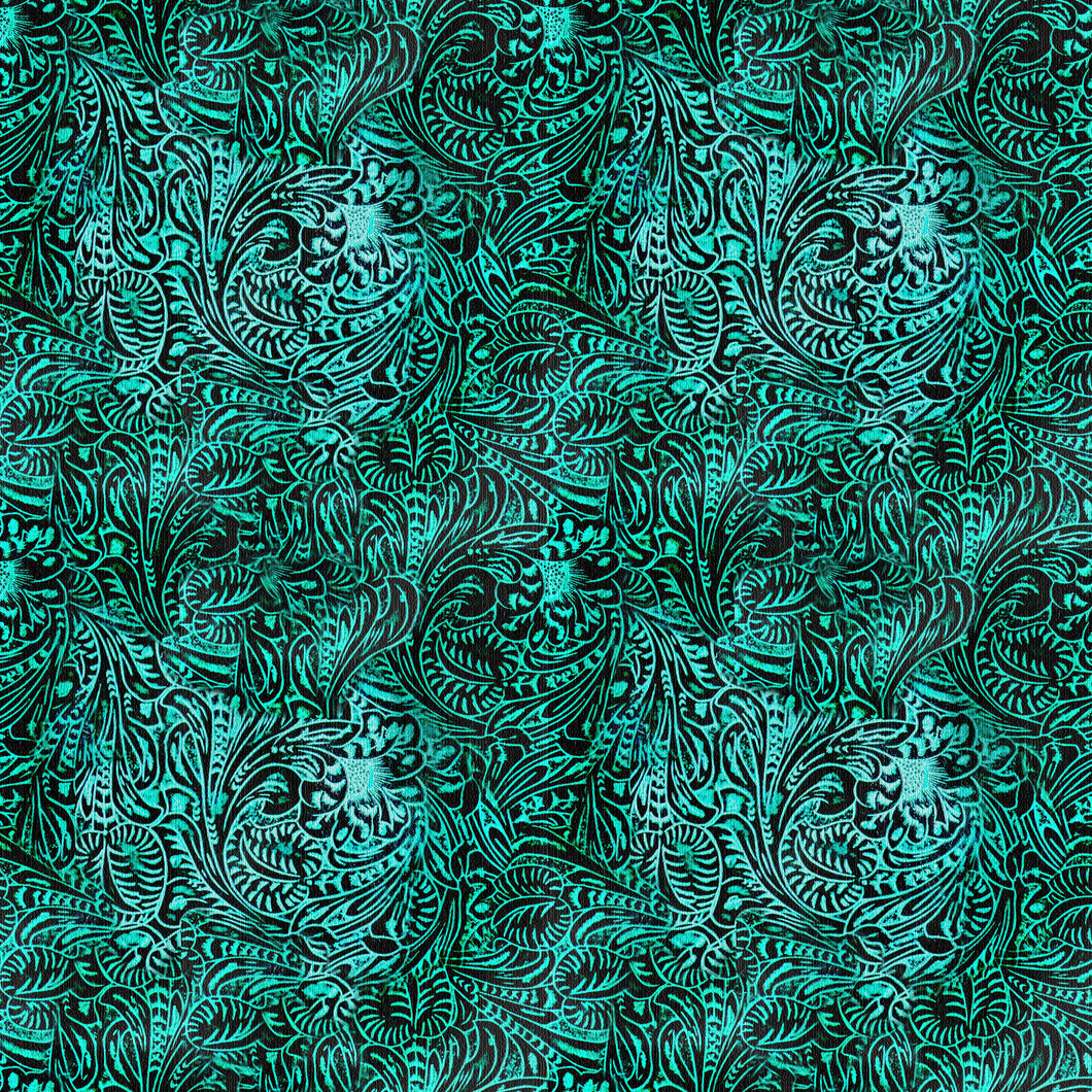 Tooled Leather Teal Turquoise Pattern Decal 12