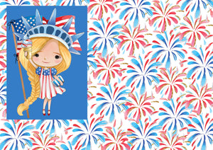 12" x 17" Blonde Cutie HTV Fireworks 4th of July Fourth of July Pattern Heat Transfer Vinyl Sheet