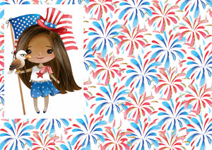 12" x 17" African American Cutie HTV Fireworks 4th of July Fourth of July Pattern Heat Transfer Vinyl Sheet