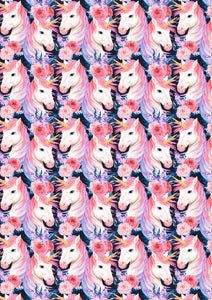 Unicorns and Flowers Pattern HTV 12" x 17" Heat Transfer Vinyl Sheet
