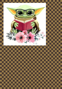 12" x 17" Yoda Book Checkered Duo Reader Designer Look Pattern HTV - Heat Transfer Vinyl Sheet