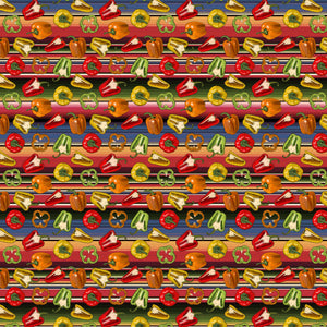Zarape Antique Bell Peppers VINTAGE LOOK Serape Pattern Decal 12" x 12" Sheet Waterproof - Gloss Finish - LoteriaVintage1Decal