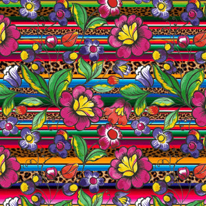 Zarape Serape Cheetah Floral Pattern Decal 12" x 12" Sheet Waterproof - Gloss Finish