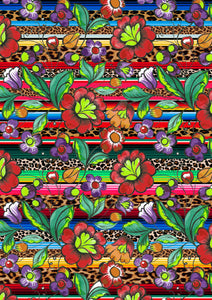 12" x 17" Zarape Cheetah Floral New HTV Mexican Flowers  FLORAL Mexico Pattern Heat Transfer Vinyl Sheet