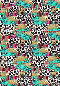 12" x 17" Zarape Cheetah Mix Leopard Serape Print Mexico Colorful Background Pattern HTV Sheet