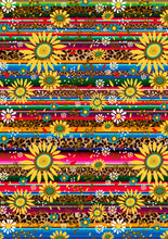 Load image into Gallery viewer, 12&quot; x 17&quot; Serape Cheetah Sunflowers Animal Print Light and FLORAL Mexico Colorful Background Pattern HTV Sheet