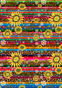 12" x 17" Serape Cheetah Sunflowers Animal Print Light and FLORAL Mexico Colorful Background Pattern HTV Sheet
