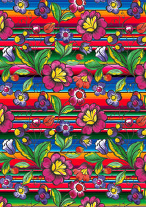 12 x 17 BRAND NEW Serape Zarape FLORAL Mexico Colorful