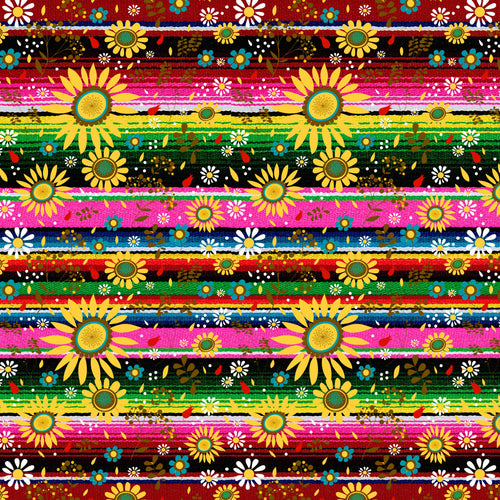 Zarape Serape Pink Green Sunflowers Pattern Decal 12