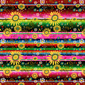 Zarape Serape Pink Green Sunflowers Pattern Decal 12" x 12" Sheet Waterproof - Gloss Finish