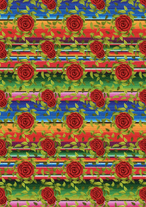 12" x 17" Zarape Serape Red Roses 5 de Mayo Pattern HTV - Heat Transfer Vinyl Sheet