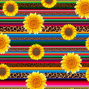 Cheetah Serape and Sunflowers Pattern Decal 12" x 12" Sheet Waterproof - Gloss Finish