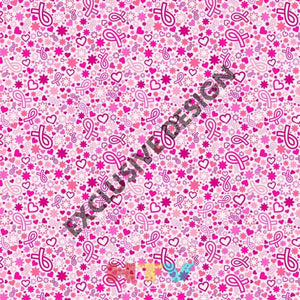Breast Cancer Hearts Ribbon Pink Pattern Decal 12 X Sheet Waterproof - Gloss Finish