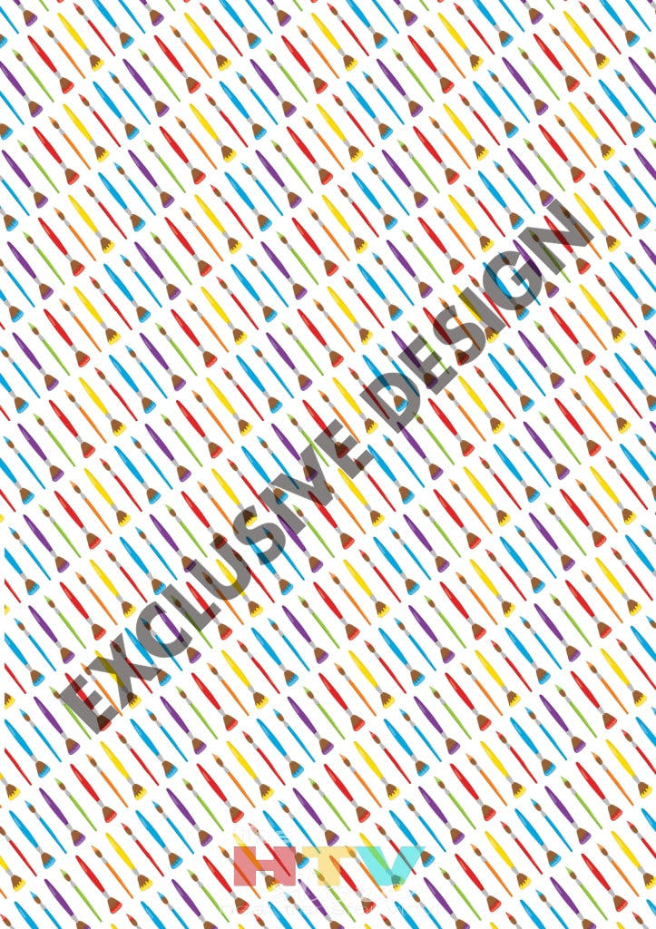 Colorful Art Paint Brushes Diagonal Pattern Htv 12 X 17 Sheet